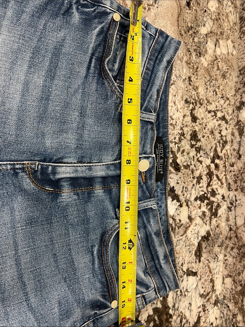 Judy Blue Light Blue Denim Shorts with Contrast Stitching - Picture 7 of 8